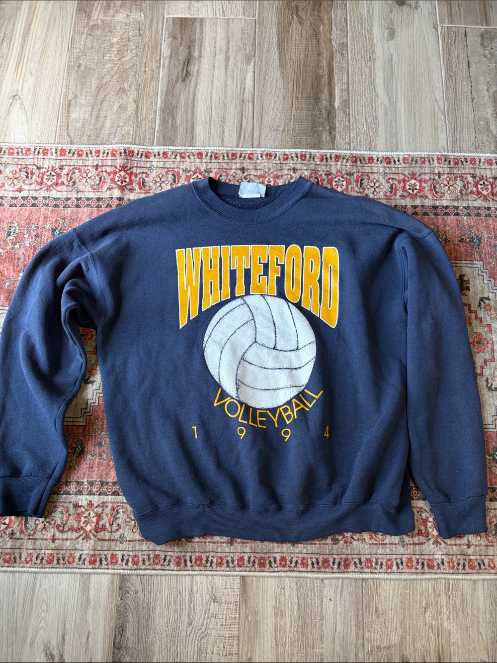 Lee Navy Crewneck Sweatshirt with Yellow Whiteford Volleyball Logo